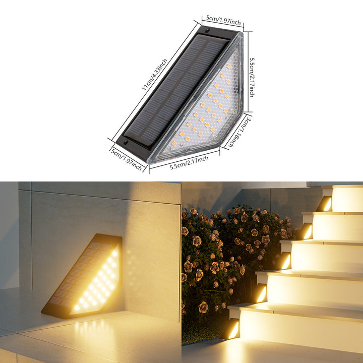 Triangular Solar LED Corner Step Light With High-Efficiency Photovoltaic Panel And Waterproof Housing Bowlift