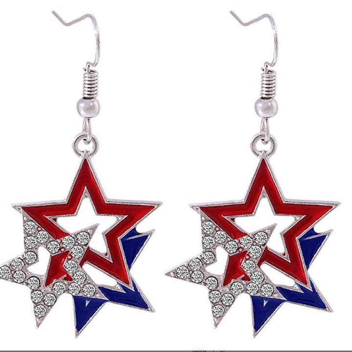 Women's fashionable star earrings with rhinestone accents and enamel pendants Bowlift
