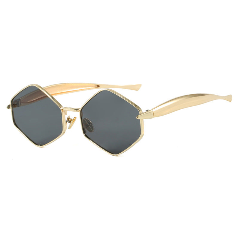 Women's hexagonal sunglasses with elegant metal frame and UV protection Bowlift