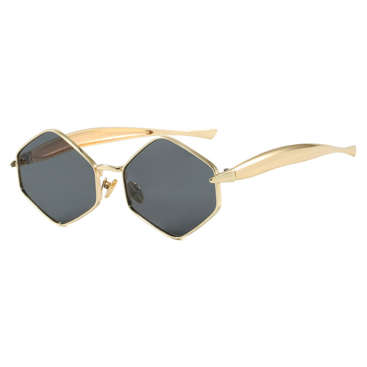 Women's hexagonal sunglasses with elegant metal frame and UV protection Bowlift
