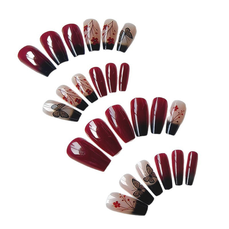 Artificial nails with butterfly and flower motifs Bowlift