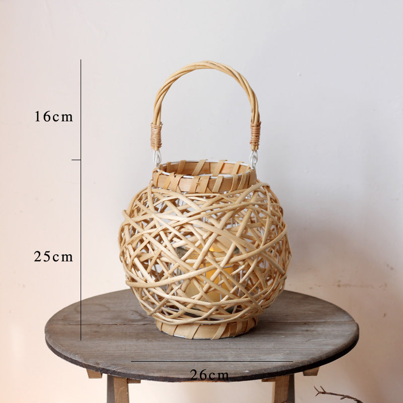 Decorative lantern made of woven natural material Bowlift