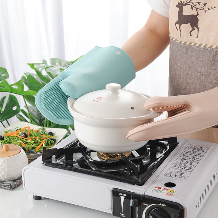 Silicone kitchen gloves with integrated cleaning bristles Bowlift