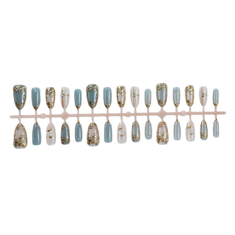 Decorative Press-On Nail Collection with Floral Accents Bowlift