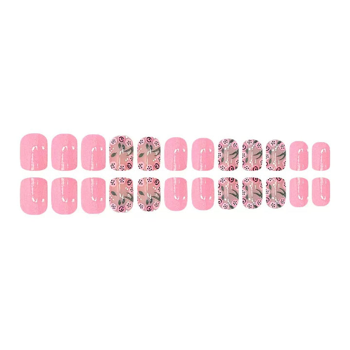 Artificial Nail Set with Playful Floral Designs Bowlift