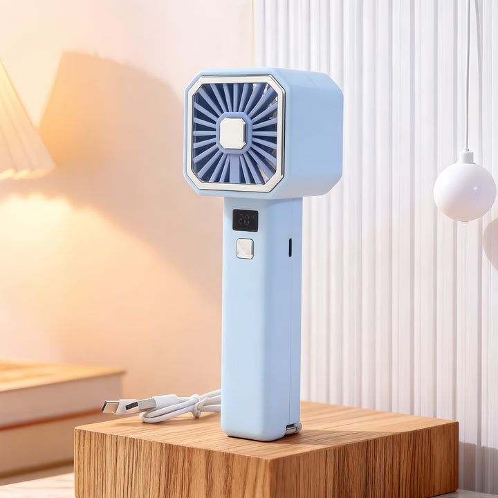 Women Portable Hand Fan with Digital Display Bowlift