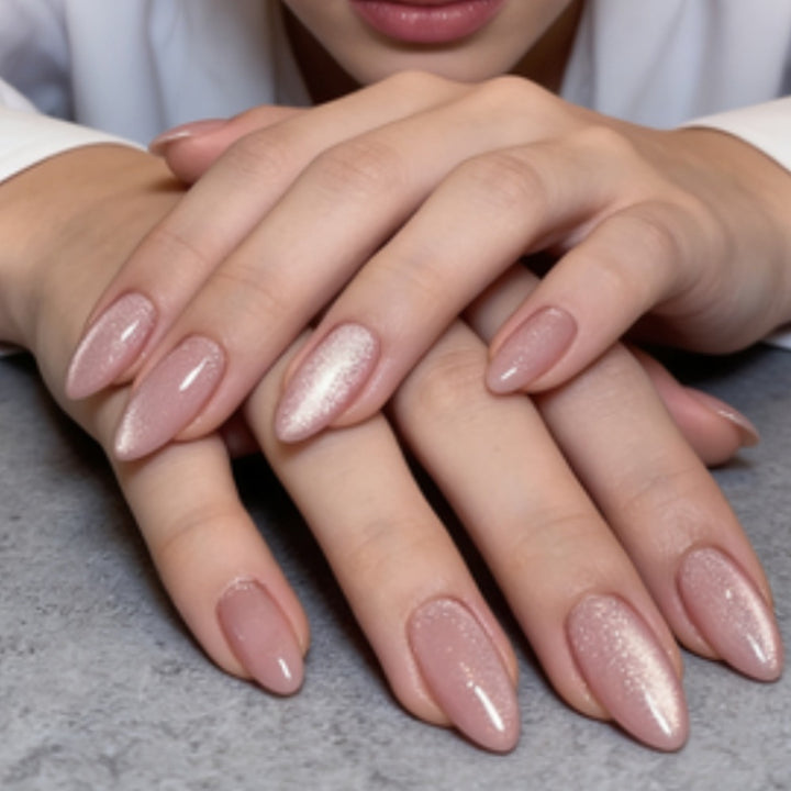 Sparkling Almond-Shaped Press-On Nails Bowlift