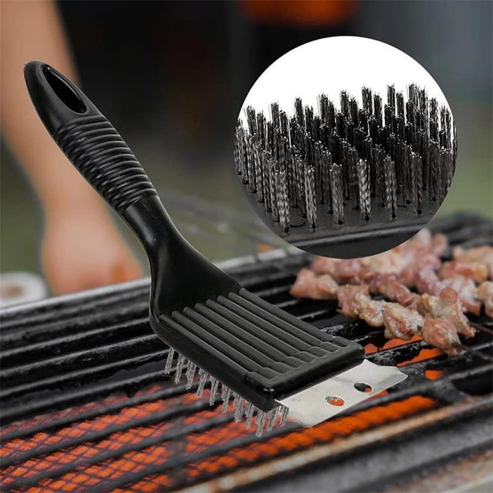 Heavy-Duty Grill Cleaning Brush with Stainless Steel Bristles and Dual-Edge Scraper Bowlift
