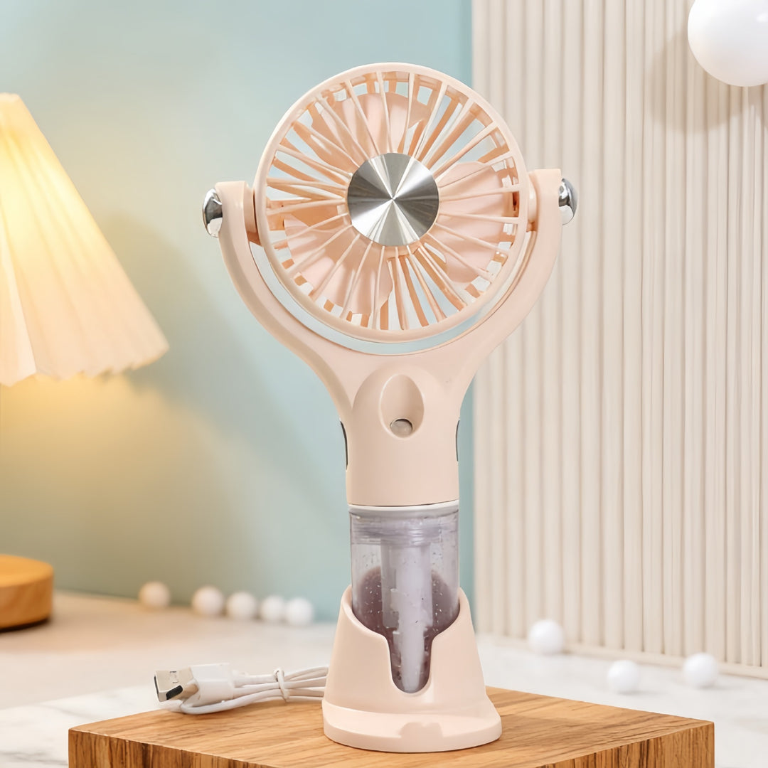 Women Portable Spray Fan with USB Charging Function and Ergonomic Handle Bowlift