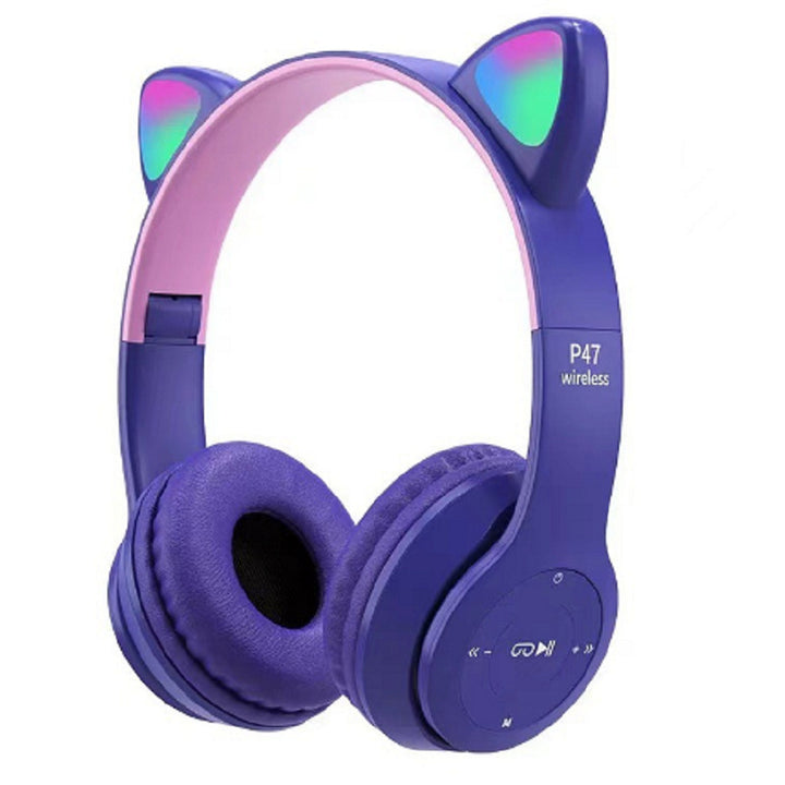 Wireless Cat Ear Headphones with Colorful LED Light Bowlift
