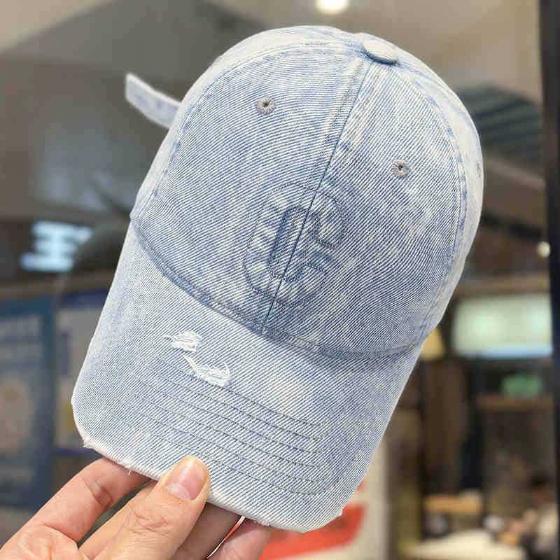 Men's Distressed Denim Baseball Cap Bowlift 1784188308