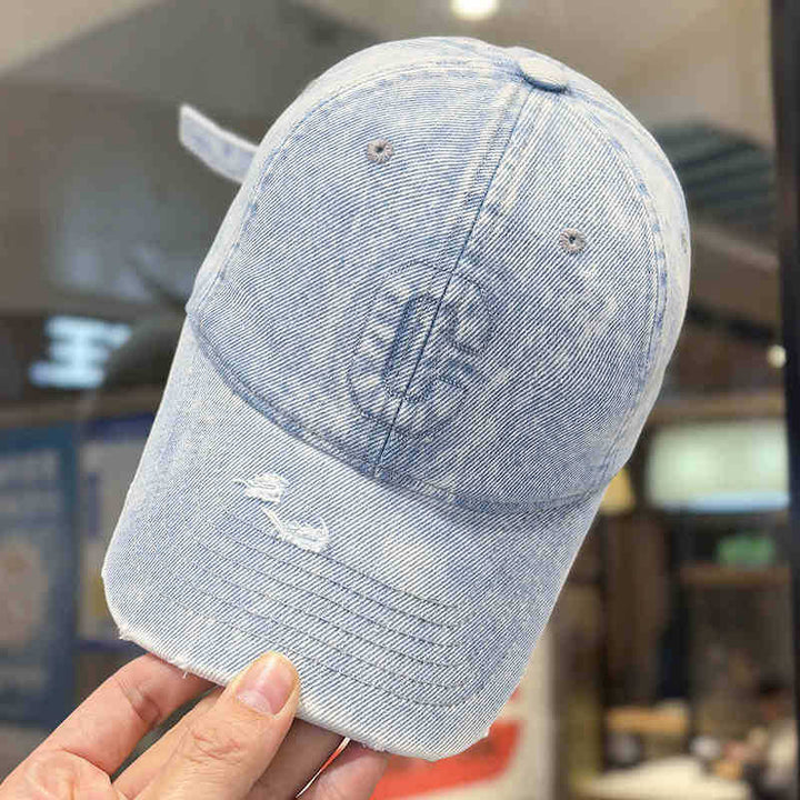 Men's Distressed Denim Baseball Cap Bowlift 1784188308