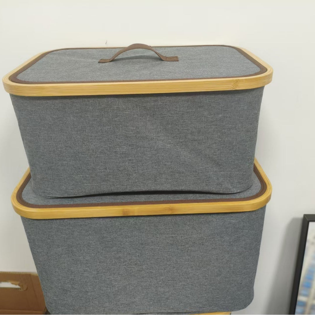 Storage boxes with elegant bamboo accents Bowlift