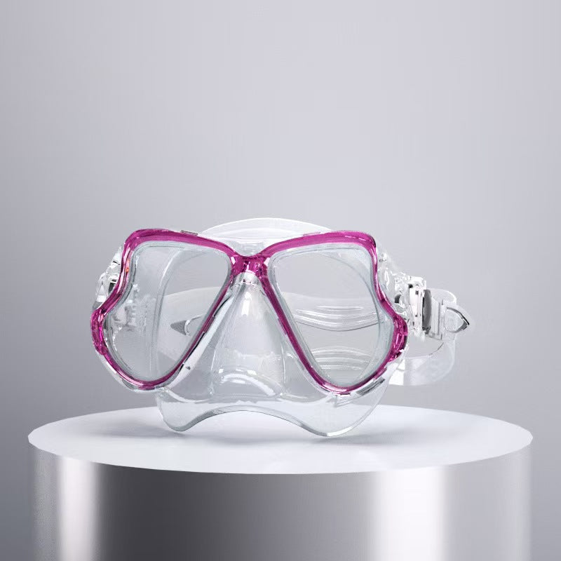 Diving mask with ergonomic design and a flexible snorkel Bowlift