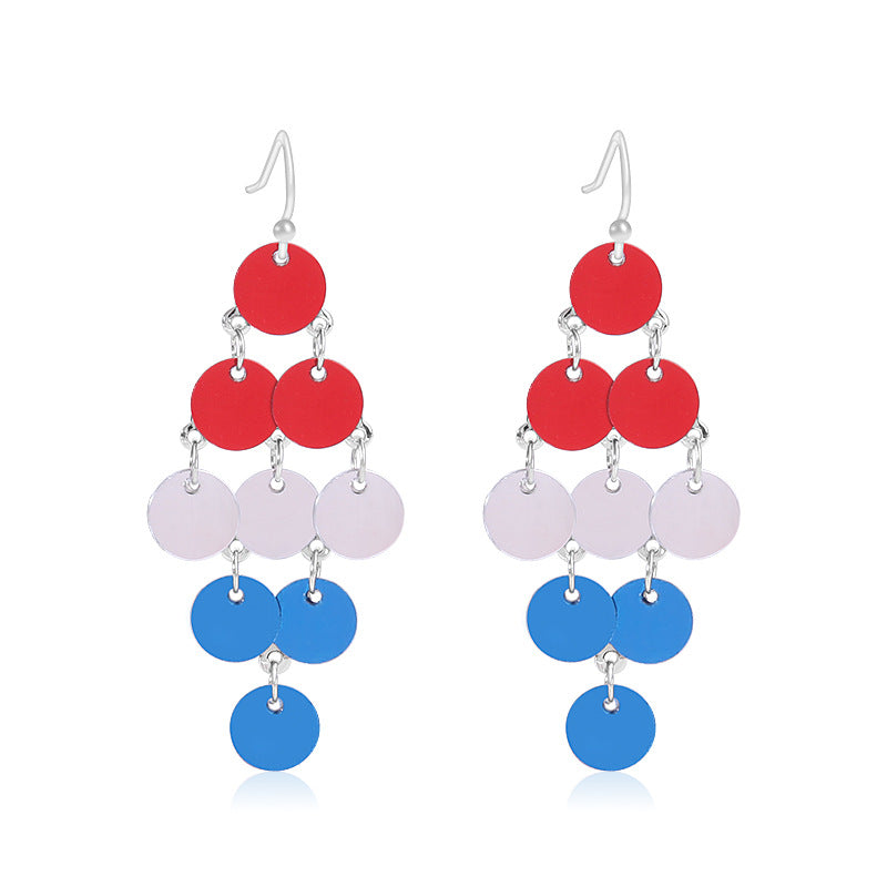 Women's star-shaped enamel earrings with USA flag motif and gold-plated fish Bowlift