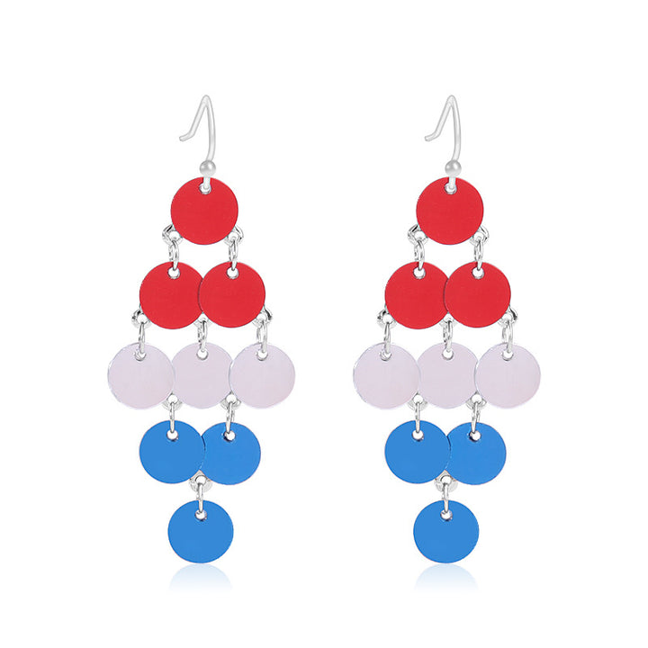 Women's star-shaped enamel earrings with USA flag motif and gold-plated fish Bowlift