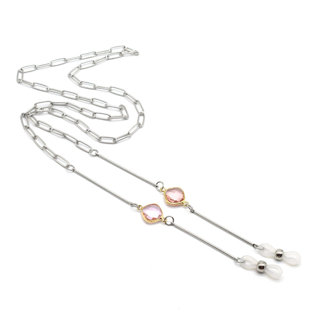 Fashionable glasses holder chain with colorful crystal pendants Bowlift