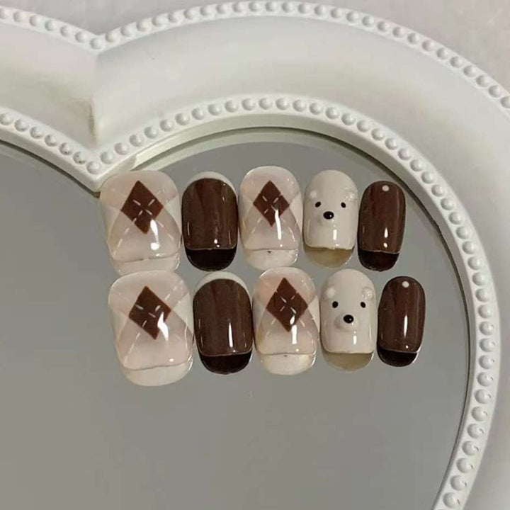 Artificial nail set with cute animal designs Bowlift