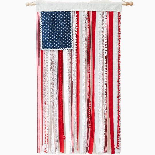 Unisex nan patriotic tasseled fabric wall hanging with star ornaments Bowlift
