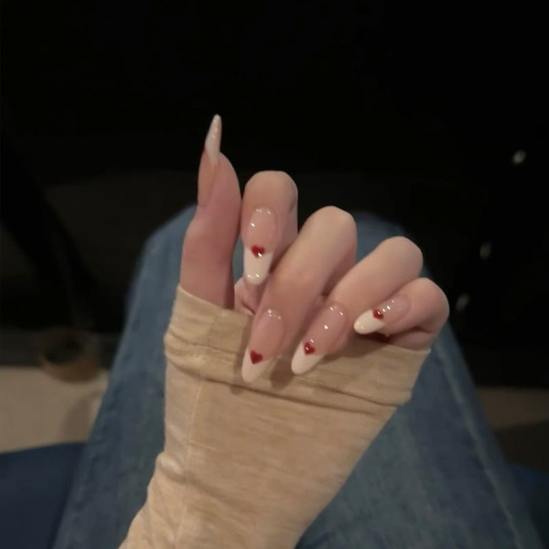 Heart-Embellished Press-On Nail Set Bowlift