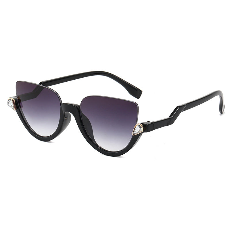 Ladies Cat-Eye Sunglasses with Glamorous Stone Accents Bowlift