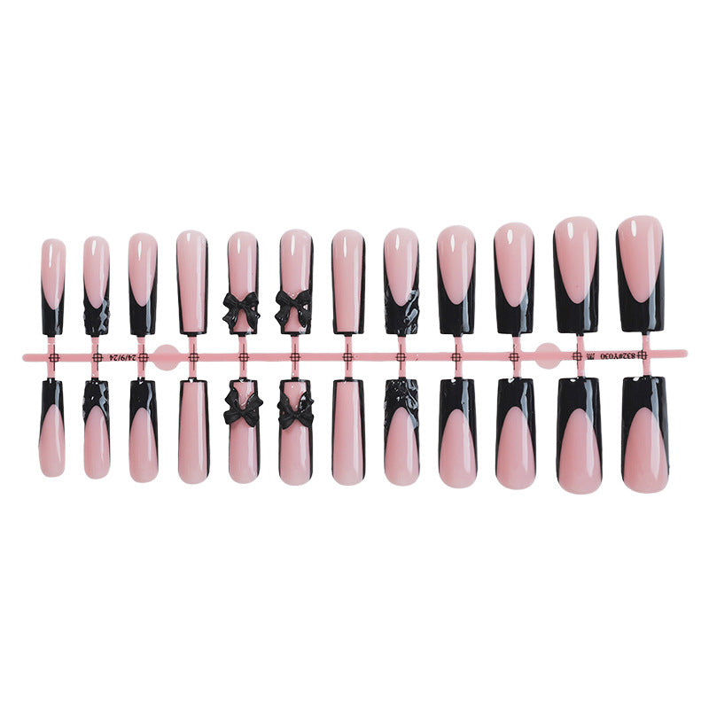 Decorative Press-On Nail Art Set with Elegant Bow Accents Bowlift