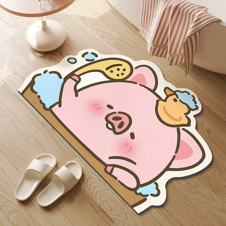 Cute Bath Time Pig-Shaped Bath Mat