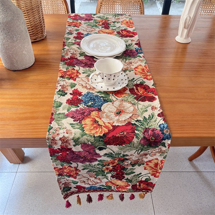 Floral Patterned Tapestry Table Runner