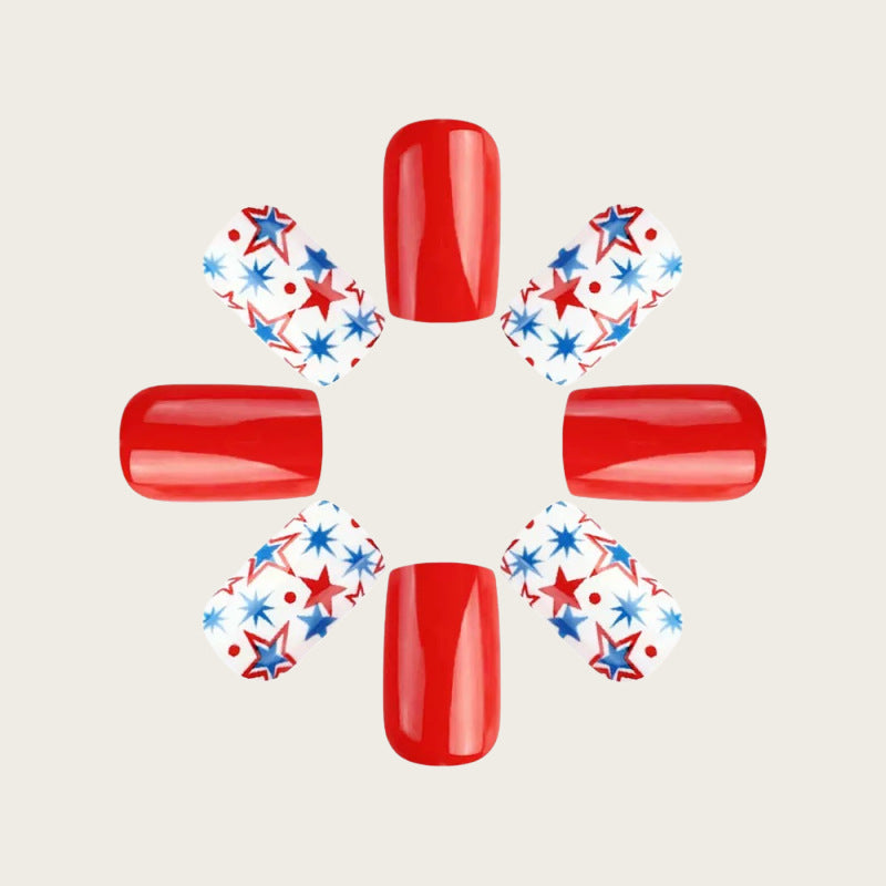 Creative artificial nails with patriotic design Bowlift