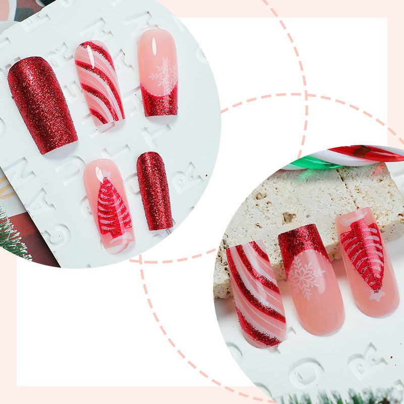 Festive Glittery Press-On Nail Set Bowlift