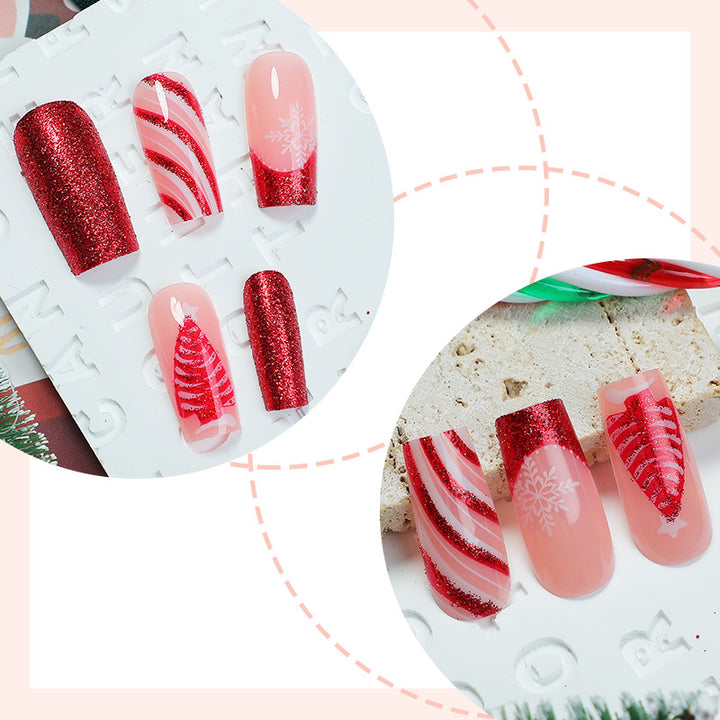 Festive Glittery Press-On Nail Set Bowlift