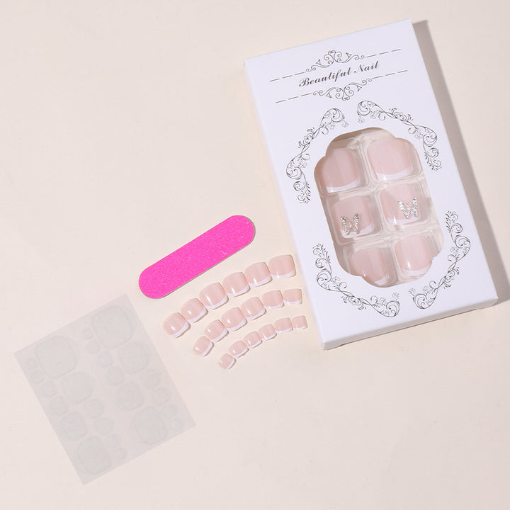 Elegant Decorative Press-On Nail Set with Butterfly Accents Bowlift