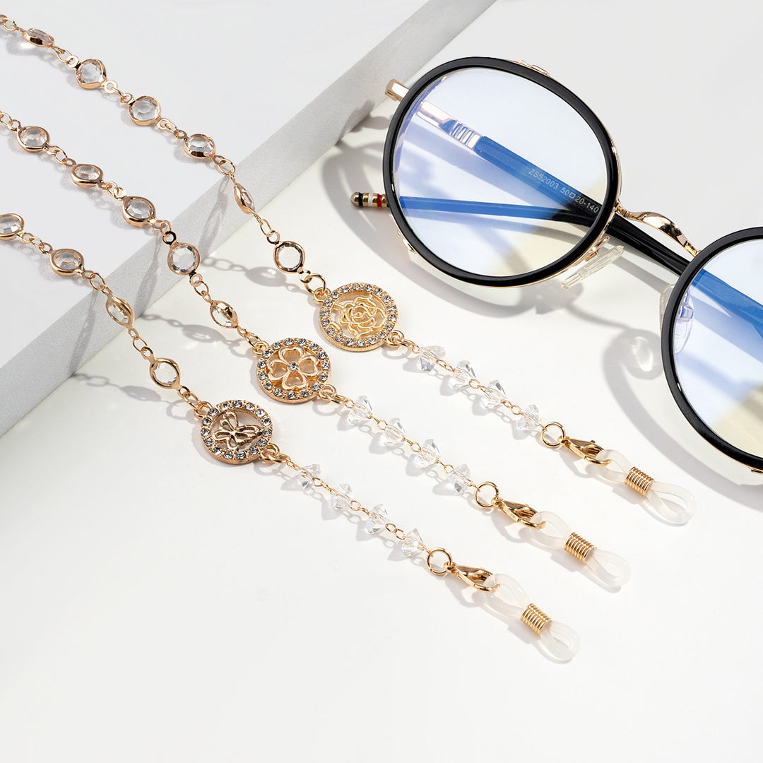 Glamorous Crystal-Embellished Eyewear Chain Bowlift