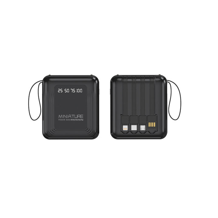 Compact power bank with integrated cable and digital charging display Bowlift