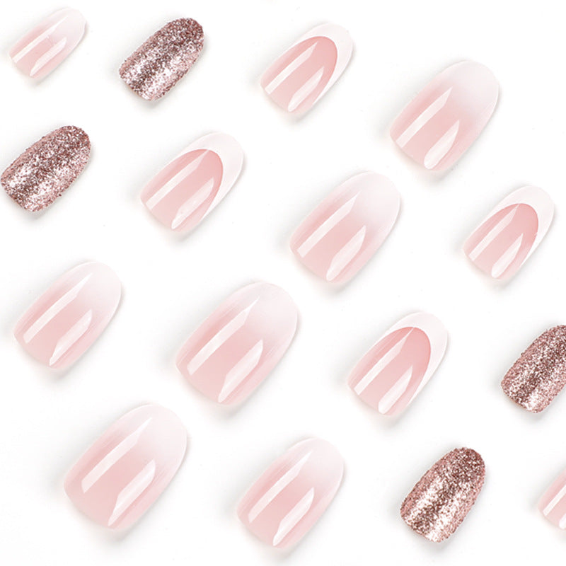 Glamorous nail extensions with shimmering accent Bowlift