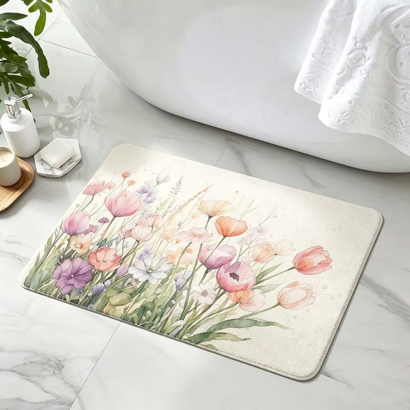 Floral-Themed Comfort Bath Mat Bowlift