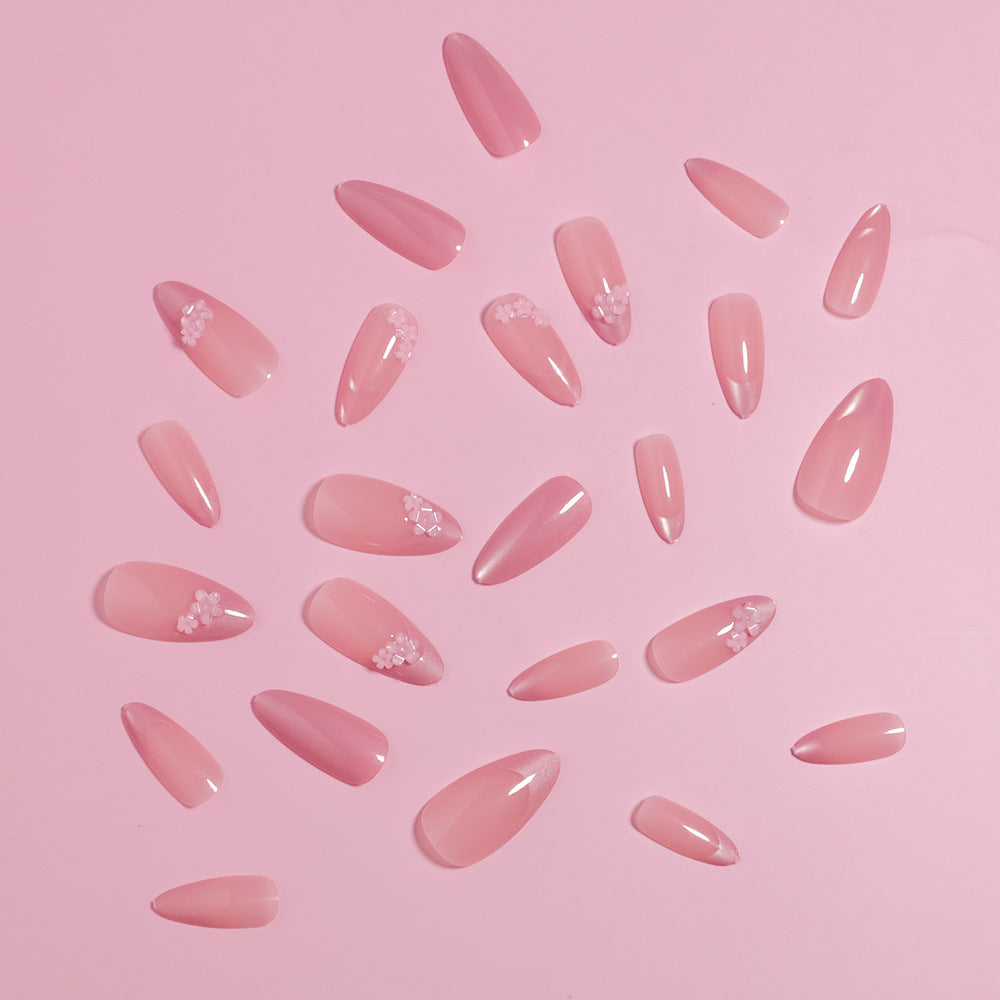 Floral Accent Almond-Shaped Press-On Nails Bowlift