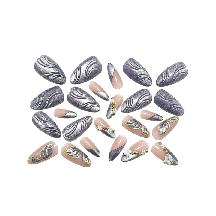 Artificial Nails In Elegant Flower and Leaf Design Bowlift