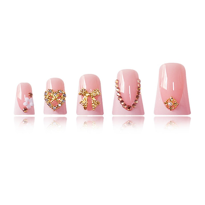 Decorative Rhinestone-Embellished Press-On Nail Extensions Bowlift