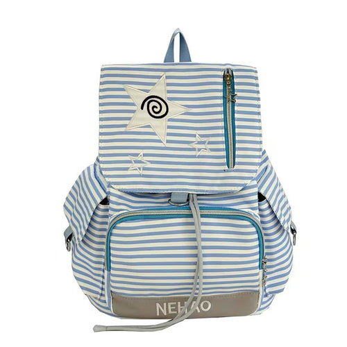 Multi-Pocket Striped Backpack Bowlift