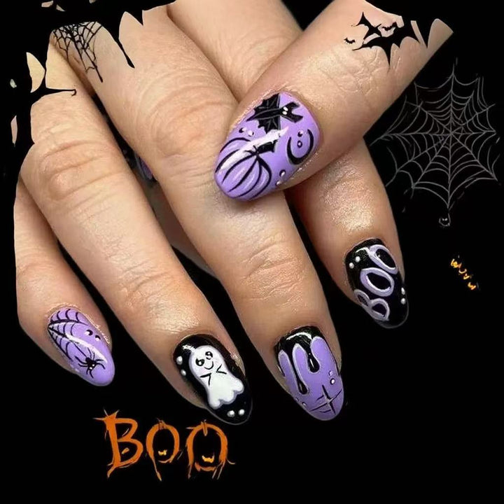 Halloween Artificial Nail Set with Spooky Designs Bowlift