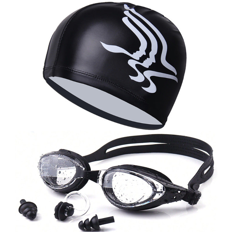 Swim set with hydrodynamic swimming goggles and Bowlift swim cap