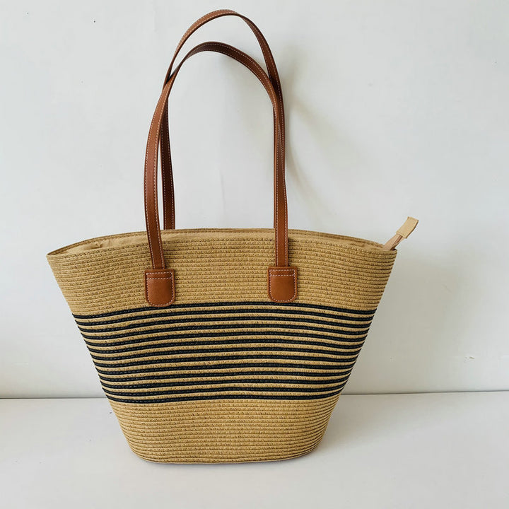 Trendy Basket Bag with Elegant Leather Accents Bowlift