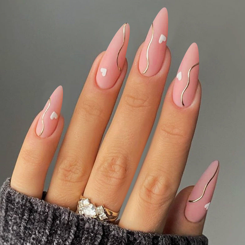 Elegant Heart Accent Press-On Nails Bowlift