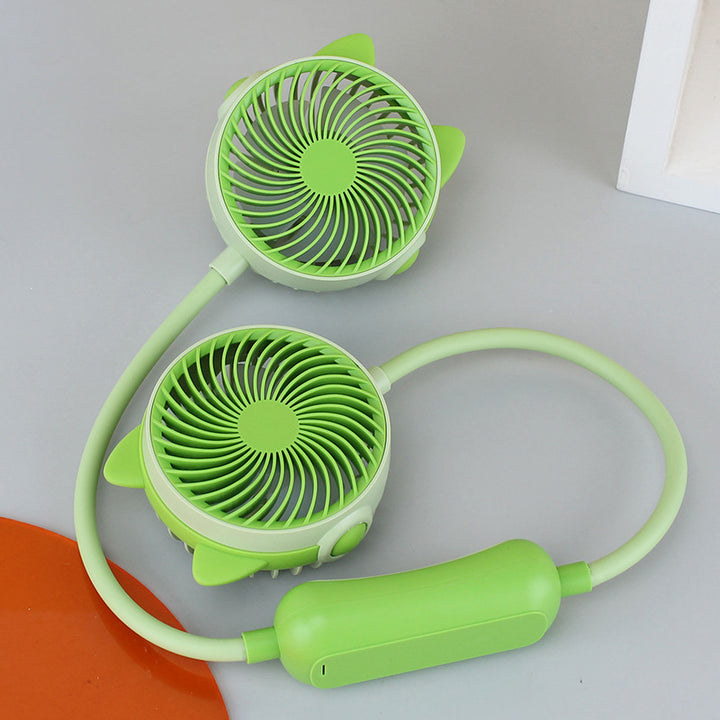 Women's Wearable Neck Fan with Dual Rotating Blades Bowlift