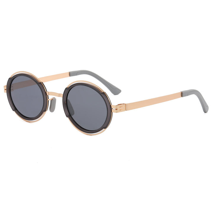 Women's fashionable round sunglasses with elegant metal frame Bowlift