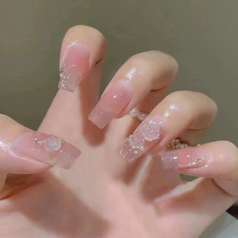 Decorative Floral Press-On Nail Art Set Bowlift