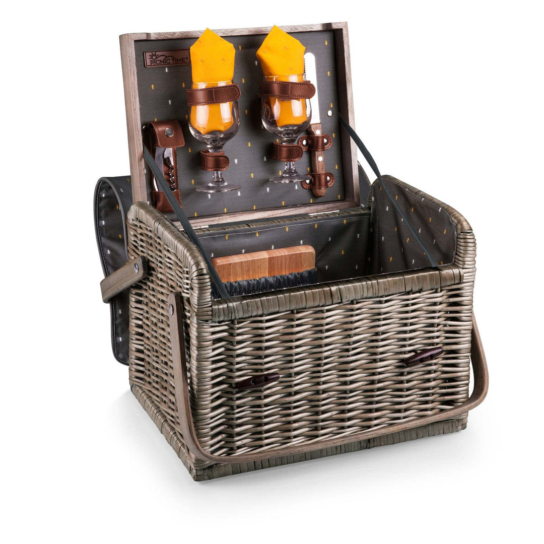 Ladies stylish picnic basket with integrated wine glasses and accessories Bowlift