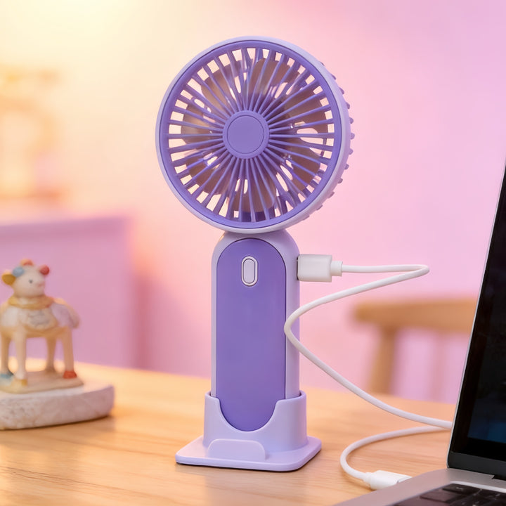 Women Portable USB Hand Fan with Flexible Stand Bowlift