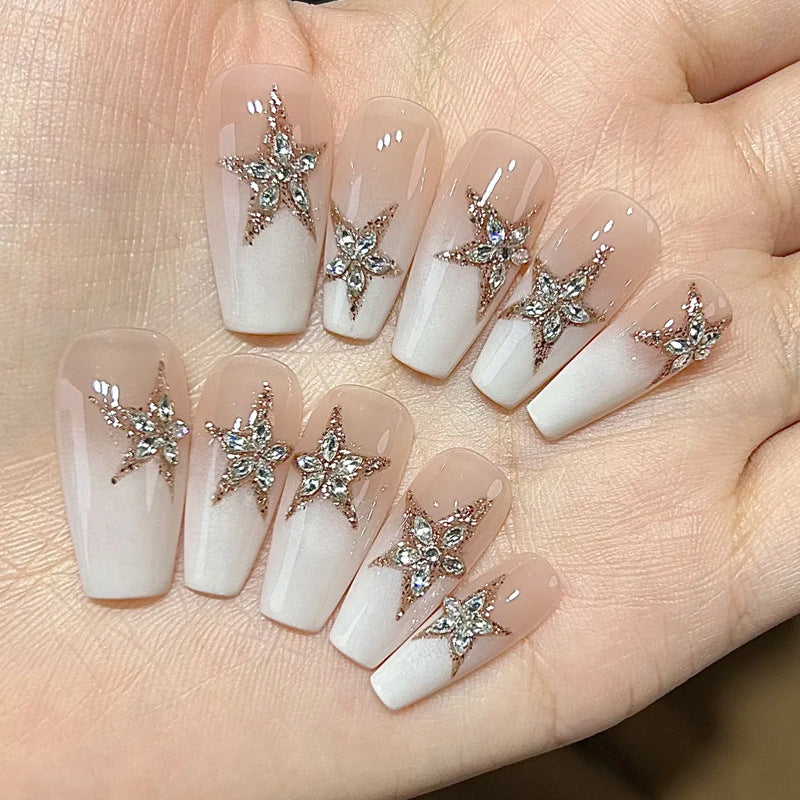 Elegant Press-On Nail Tips with Gold Accents Bowlift